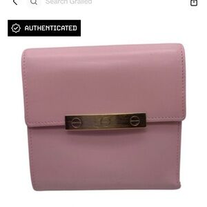 Cartier Blush Pink Wallet with Brass Detail